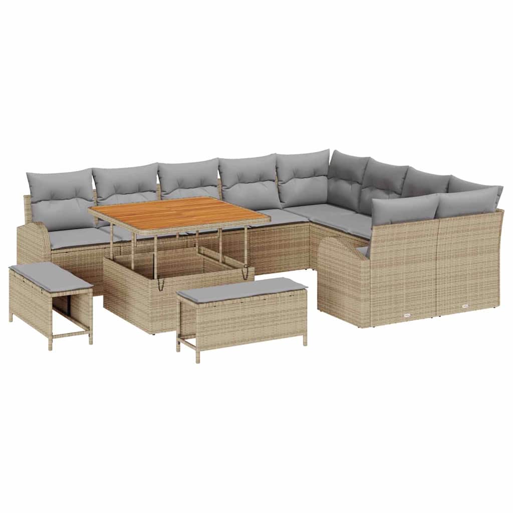 Set Divano da Giardino con cuscino 12 pcs Beige e Grigio Chiaro | homemem39