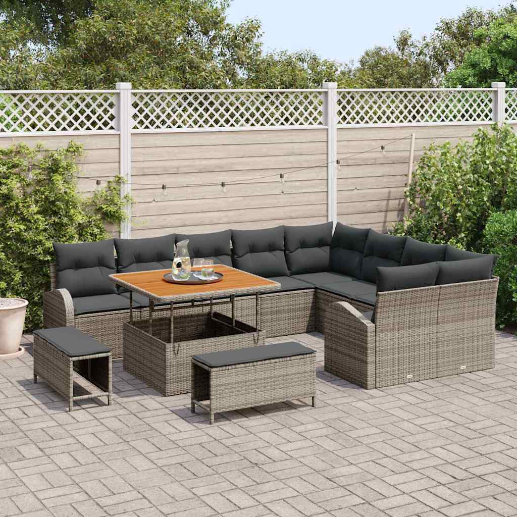 Set Divano da Giardino con cuscino 12 pcs Grigio