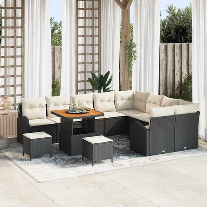 Set Divano da Giardino con cuscino 12 pcs Nero e Crema | homemem39