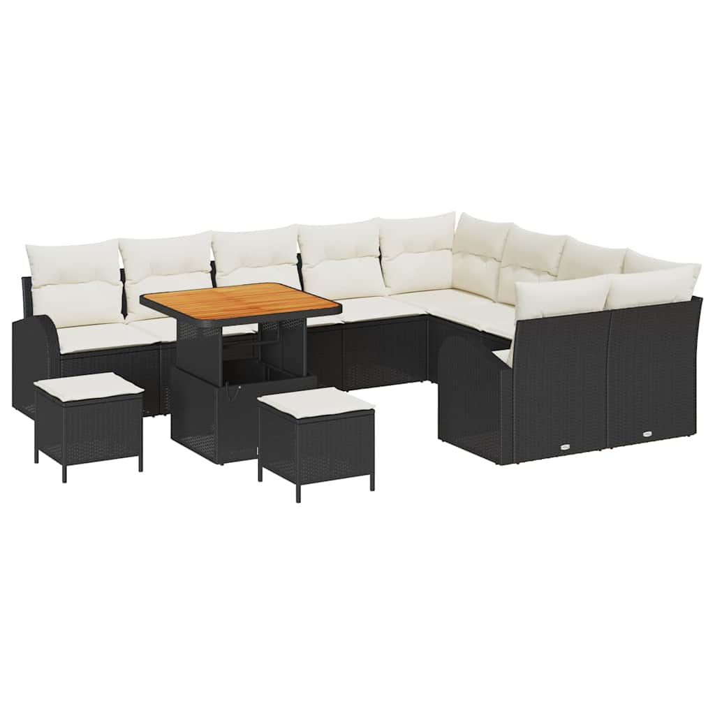 Set Divano da Giardino con cuscino 12 pcs Nero e Crema | homemem39