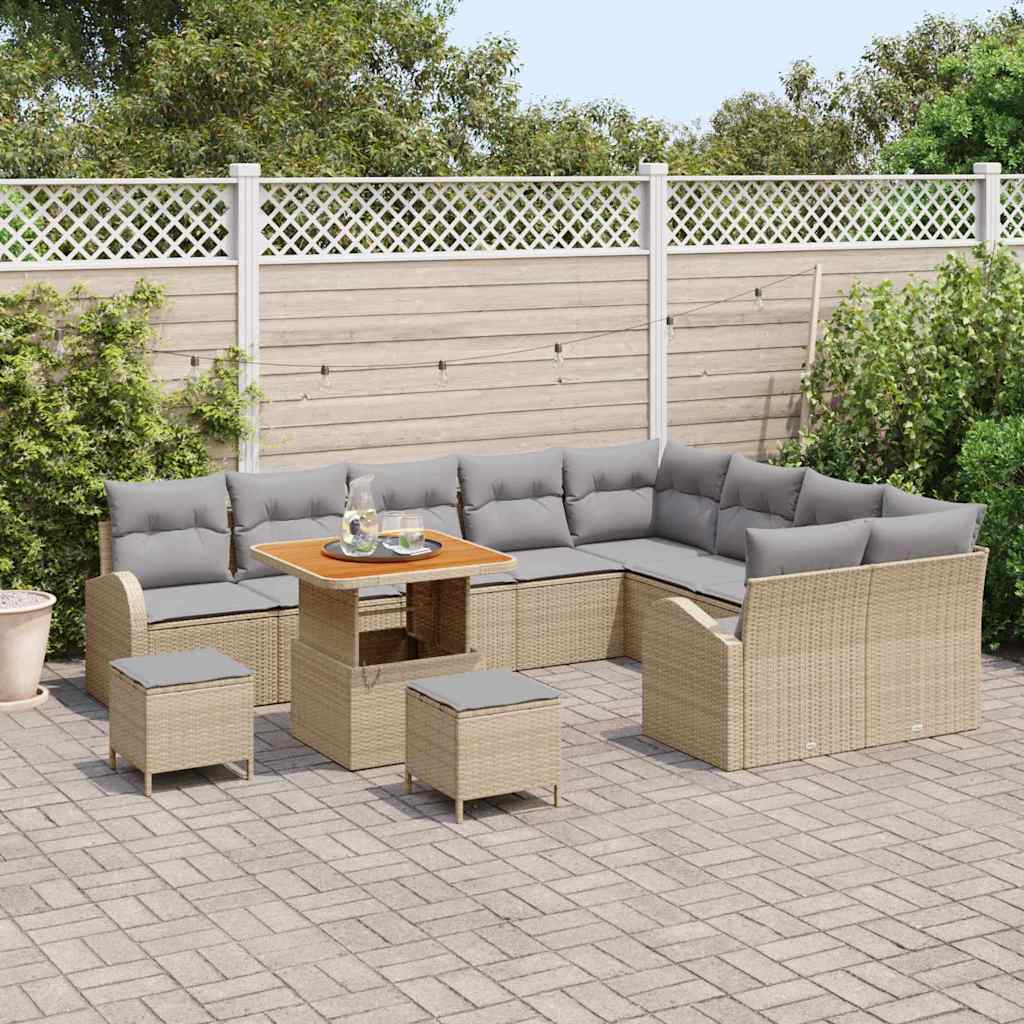 Set Divano da Giardino con cuscino 12 pcs Beige e Grigio Chiaro