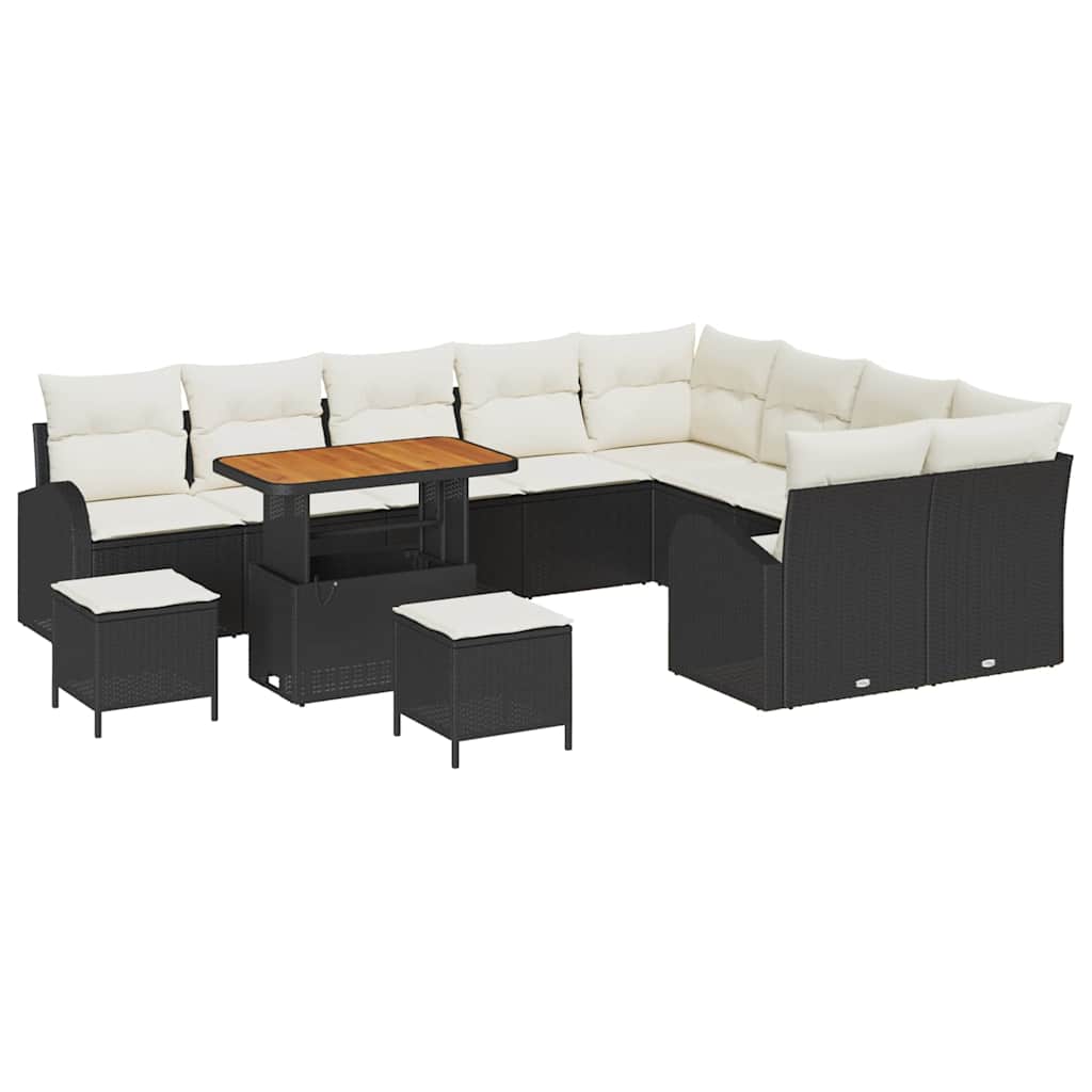 Set Divano da Giardino con cuscino 12 pcs Nero e Crema | homemem39