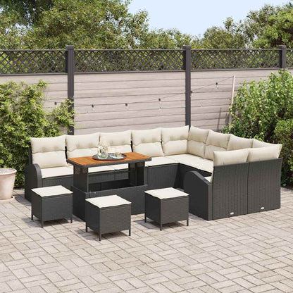 Set Divano da Giardino con cuscino 13 pcs Nero e Crema