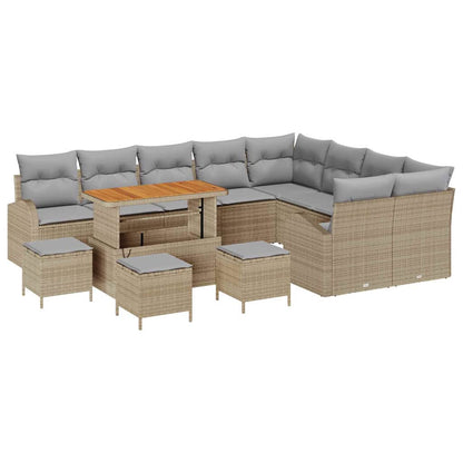 Set Divano da Giardino con cuscino 13 pcs Beige e Grigio Chiaro | homemem39