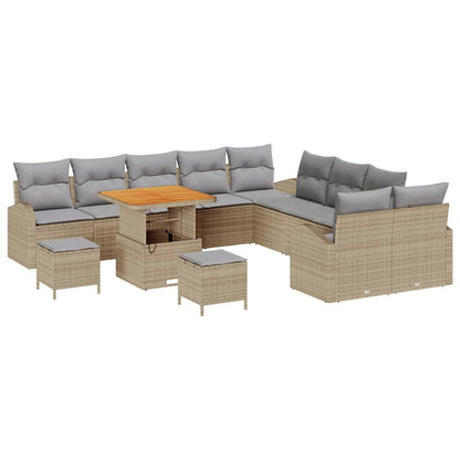 Set Divano da Giardino con cuscino 13 pcs Beige e Grigio Chiaro