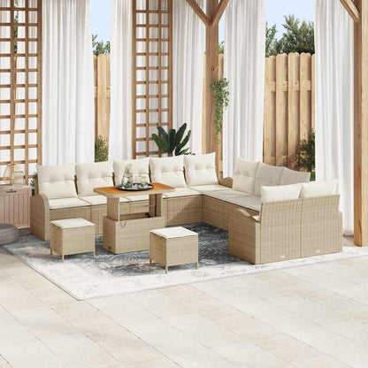 Set Divano da Giardino con cuscino 13 pcs Beige e Crema