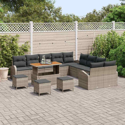 Set Divano da Giardino con cuscino 14 pcs Grigio