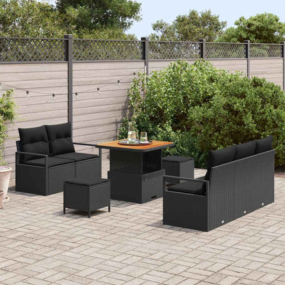 Set Divano da Giardino con cuscino con archiviazione 8 pcs Nero
