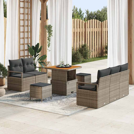 Set Divano da Giardino con cuscino con cuscino 8 pcs Grigio