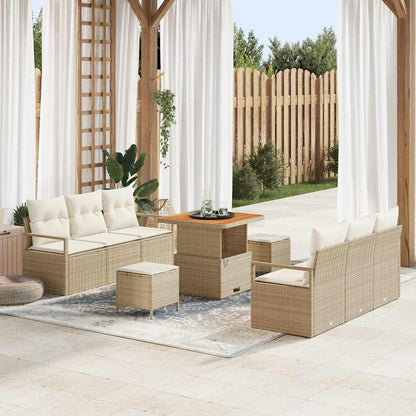 Set Divano da Giardino 9 pcs Beige Poly Rattan - homemem39