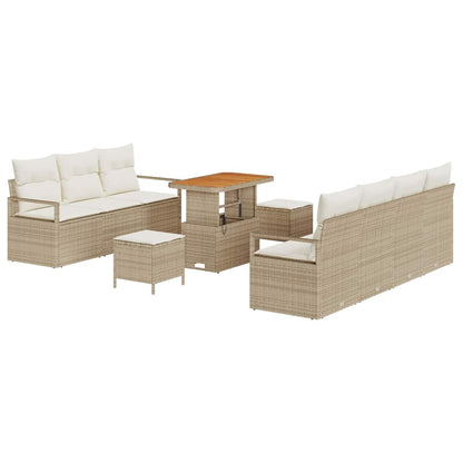 Set Divano da Giardino con cuscino 10 pcs Beige e Crema