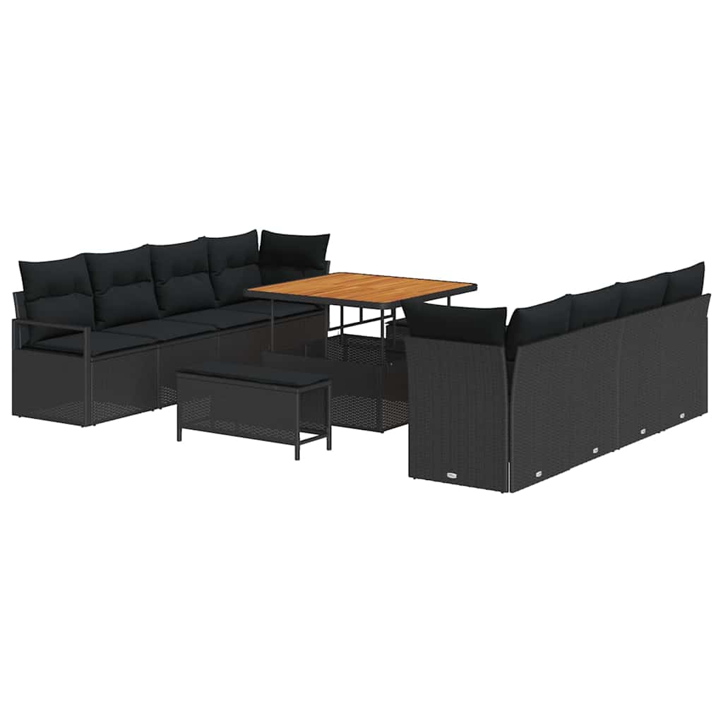 Set Divano da Giardino con cuscino Nero 100 x 100 x 71 cm