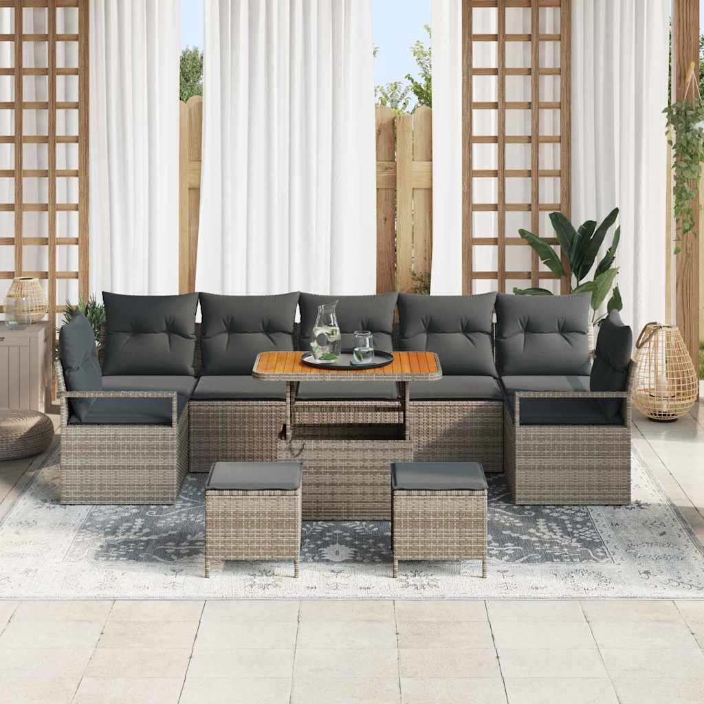 Set Divano da Giardino con cuscino con cuscino 10 pcs Grigio | homemem39