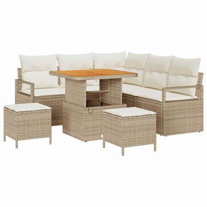 Set Divano da Giardino 8 pz 7-Numero di posti Beige e Crema | homemem39