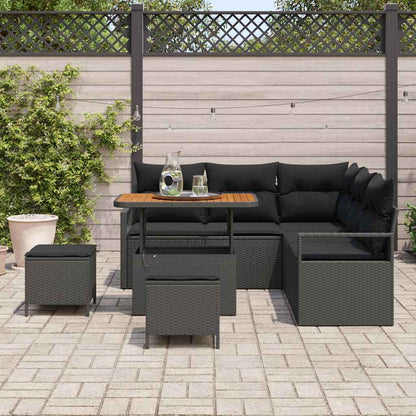 Set Divano da Giardino con cuscino con archiviazione 8 pcs Nero