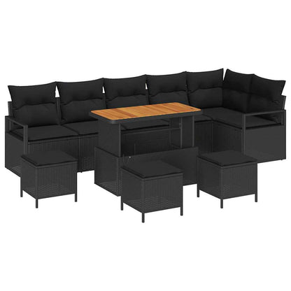 Set Divano da Giardino con cuscino 10 pcs Nero