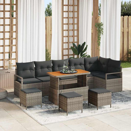 Set Divano da Giardino con cuscino 10 pcs Grigio
