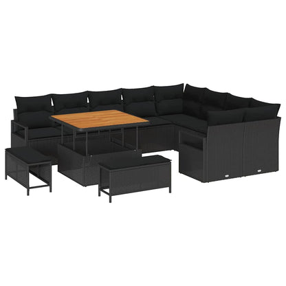Set Divano da Giardino con cuscino 12 pcs Nero