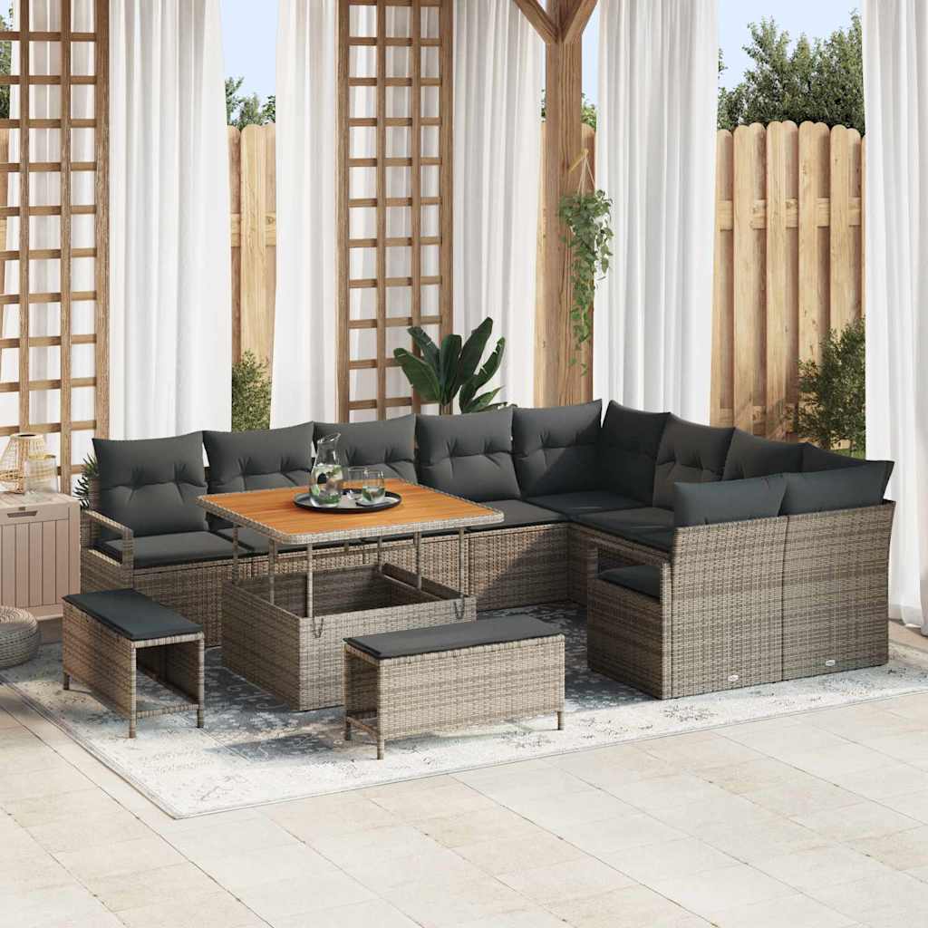 Set Divano da Giardino con cuscino 12 pcs Grigio | homemem39