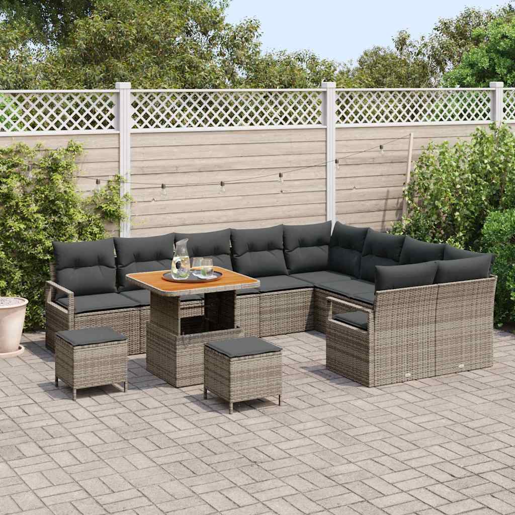 Set Divano da Giardino con cuscino 12 pcs Grigio | homemem39