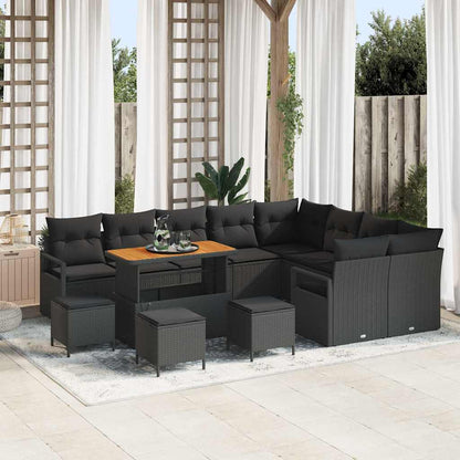 Set Divano da Giardino con cuscino 13 pcs Nero | homemem39