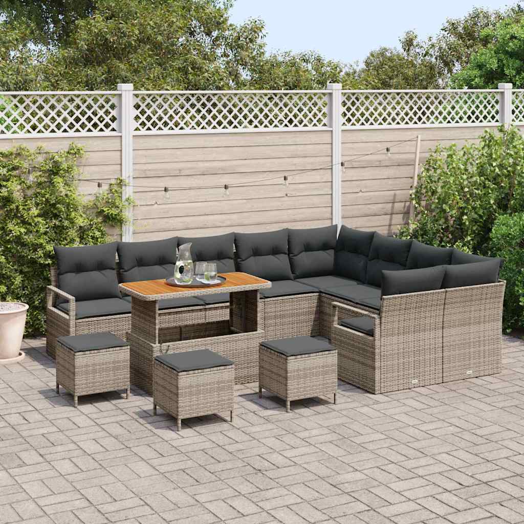 Set Divano da Giardino con cuscino 13 pcs Grigio | homemem39