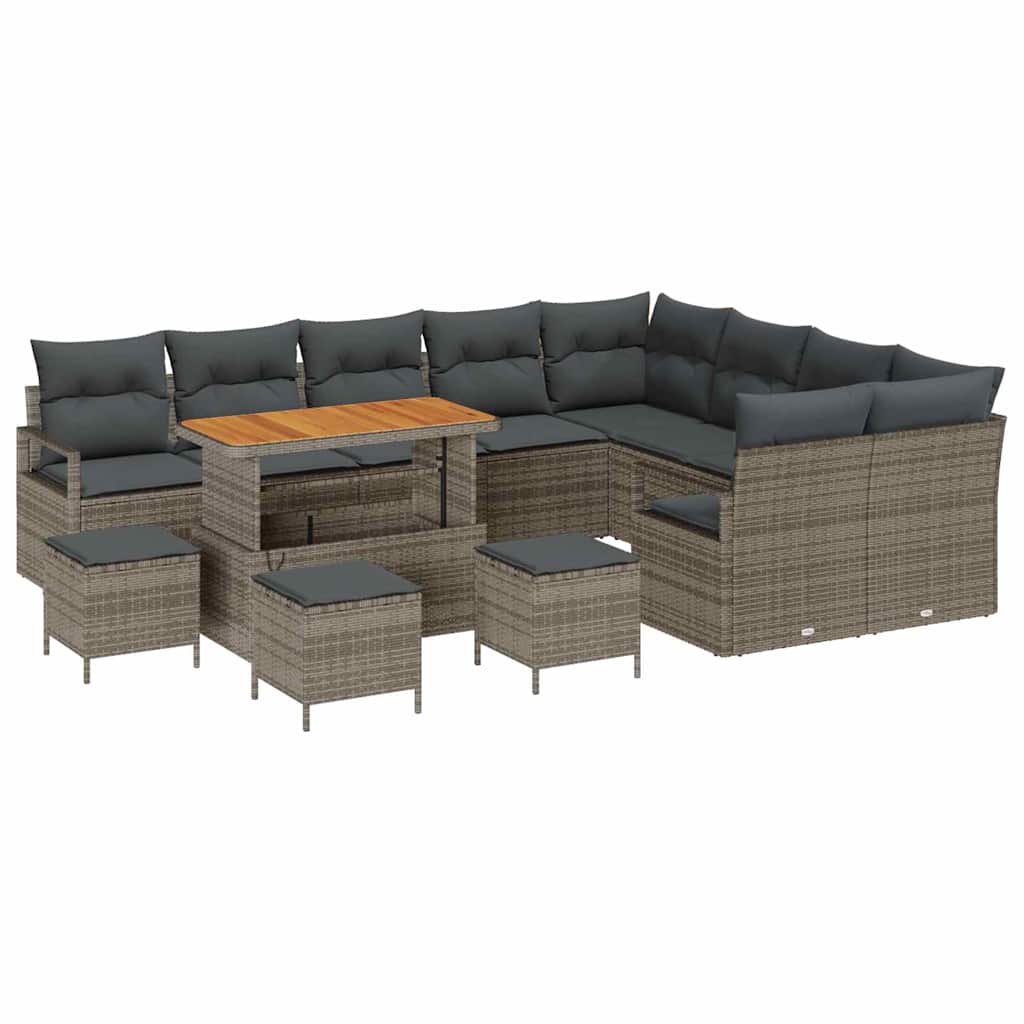 Set Divano da Giardino con cuscino 13 pcs Grigio | homemem39