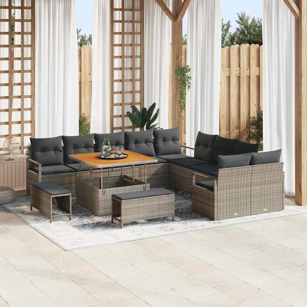 Set Divano da Giardino con cuscino 13 pcs Grigio | homemem39