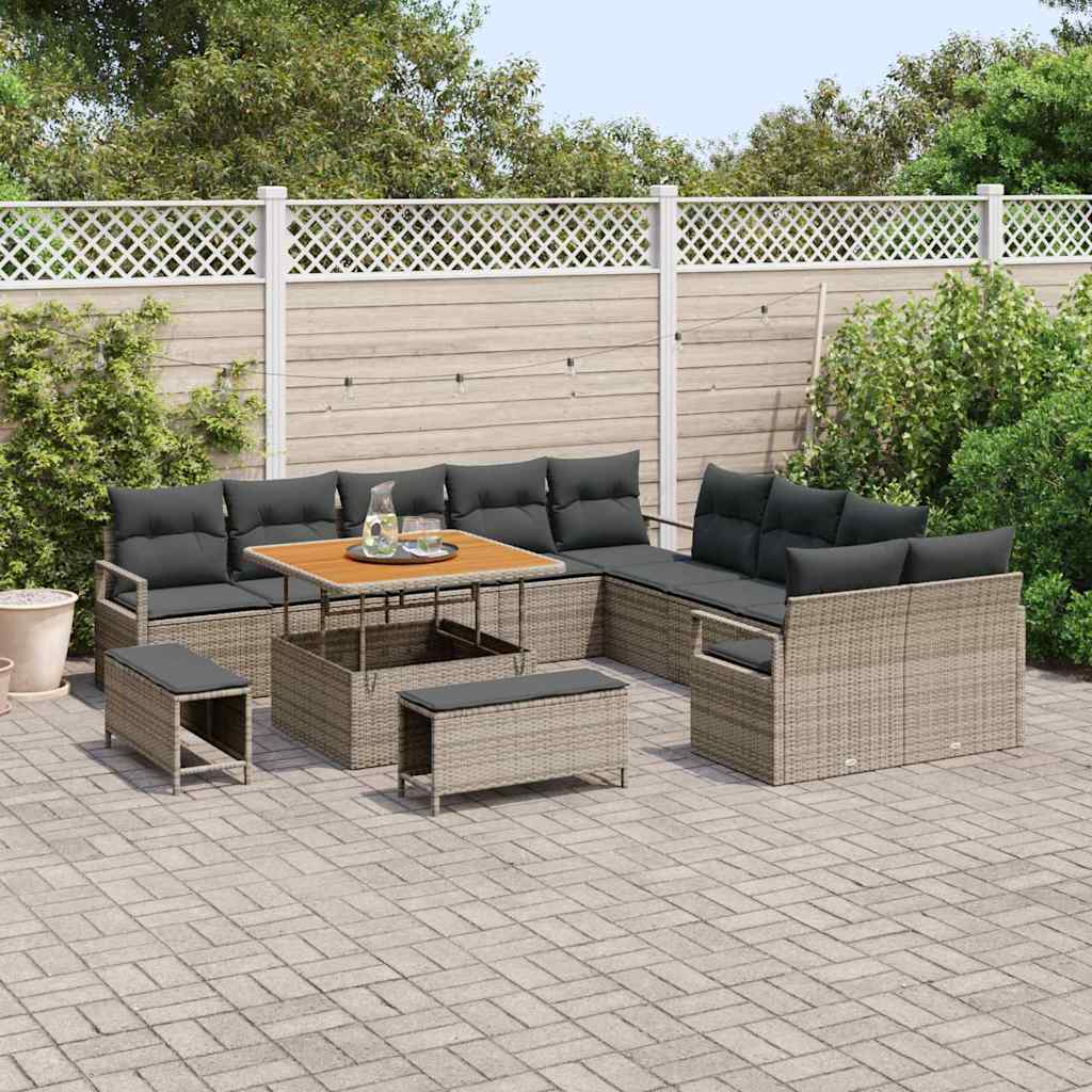 Set Divano da Giardino con cuscino 13 pcs Grigio | homemem39