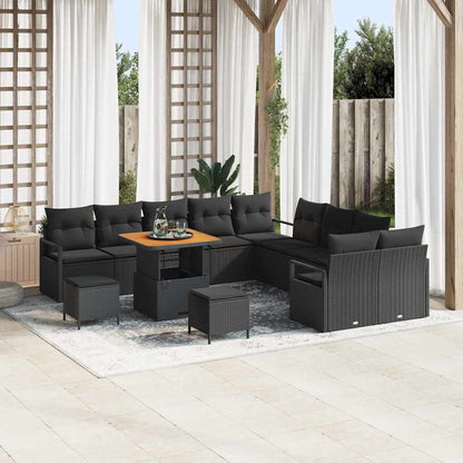 Set Divano da Giardino con cuscino 13 pcs Nero | homemem39