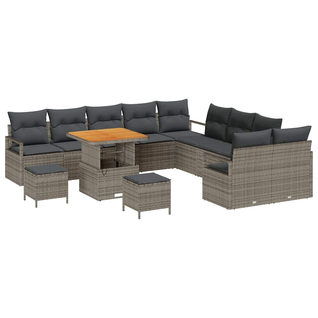 Set Divano da Giardino con cuscino 13 pcs Grigio | homemem39