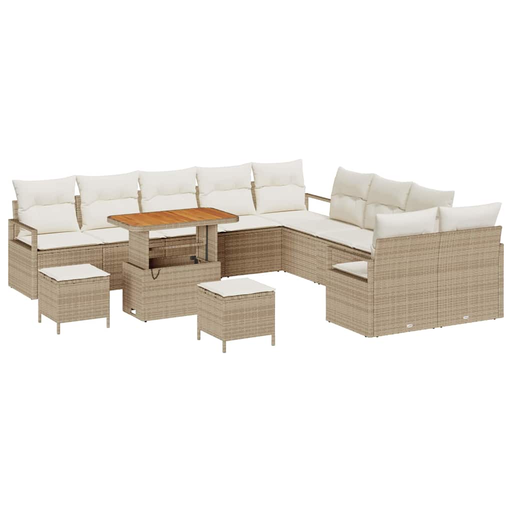 Set Divano da Giardino con cuscino 13 pcs Beige e Crema | homemem39