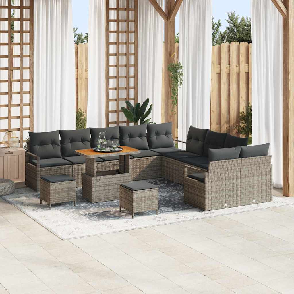 Set Divano da Giardino con cuscino 13 pcs Grigio | homemem39