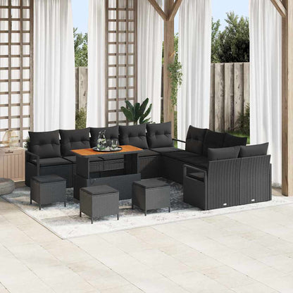 Set Divano da Giardino con cuscino 14 pcs Nero | homemem39