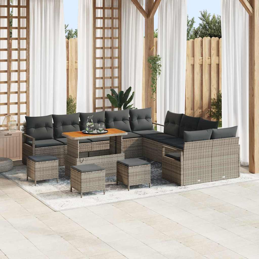 Set Divano da Giardino con cuscino 14 pcs Grigio | homemem39