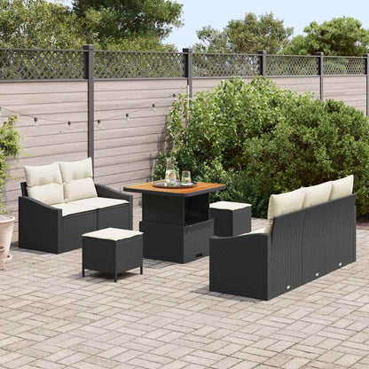 Set Divano da Giardino con cuscino 8 pcs Nero e Crema | homemem39