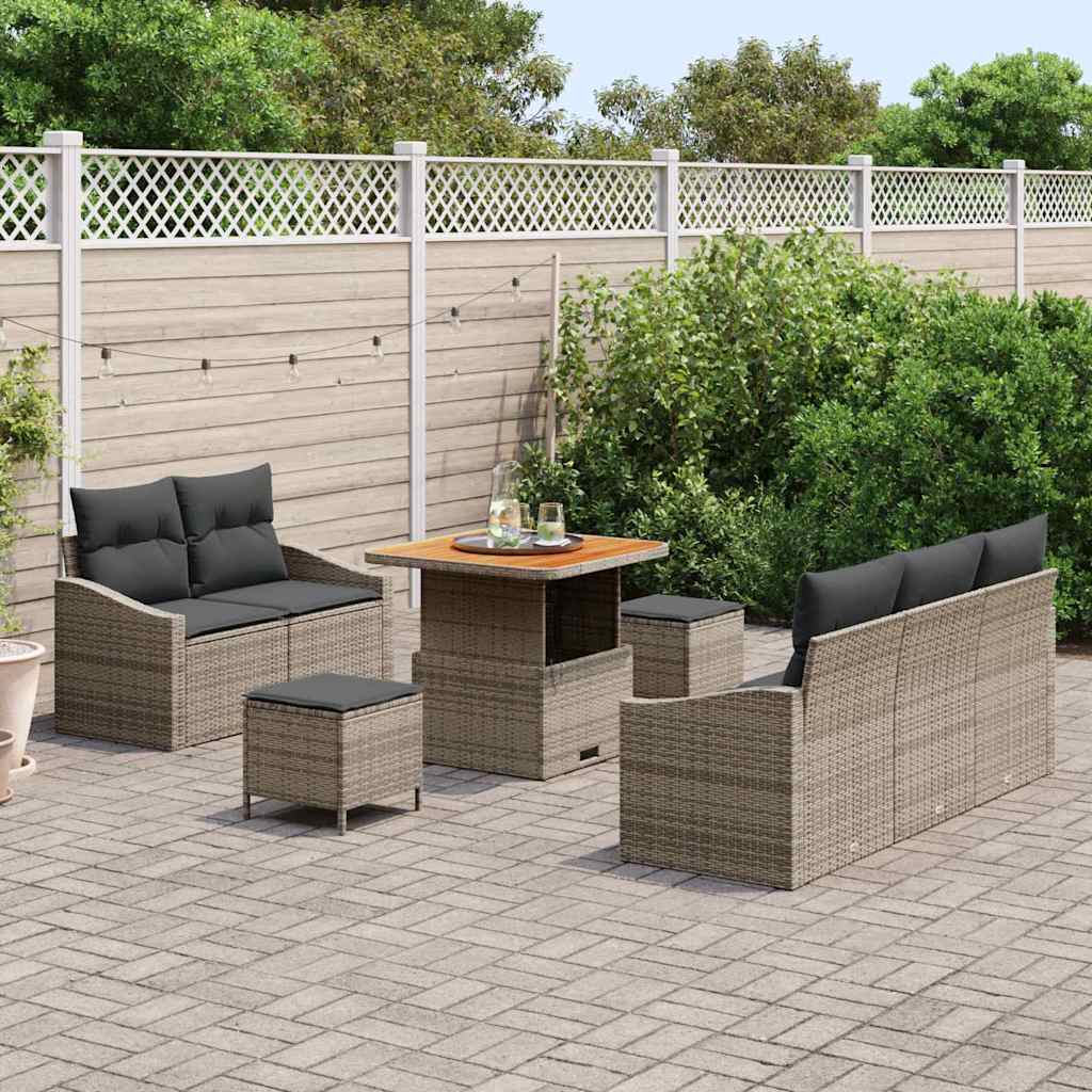 Set Divano da Giardino con cuscino 8 pcs Grigio | homemem39