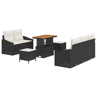 Set Divano da Giardino con cuscino 8 pcs Nero e Crema | homemem39