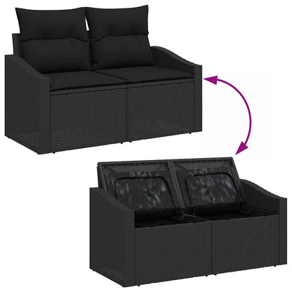 Set Divano da Giardino con cuscino con archiviazione 9 pcs Nero | homemem39