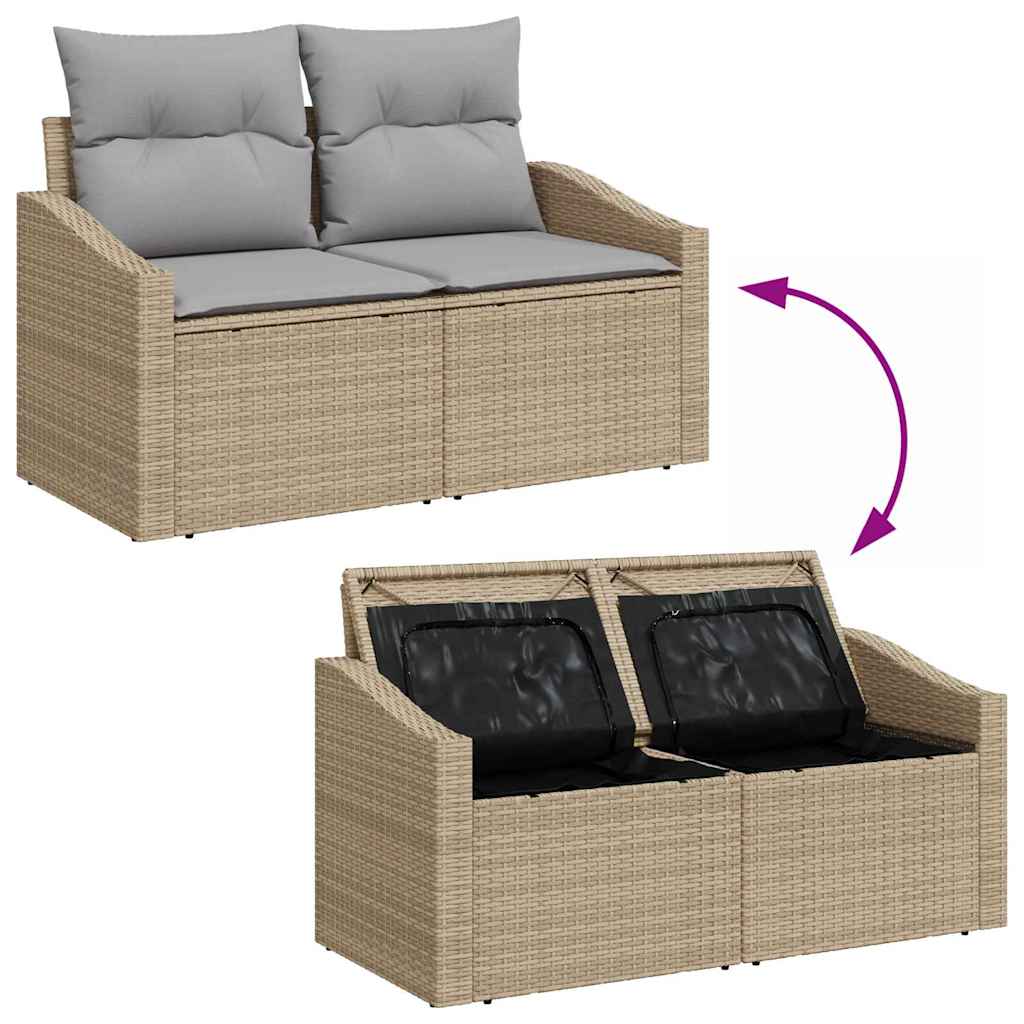Set Divano da Giardino con cuscino 9 pcs Beige e Grigio Chiaro | homemem39