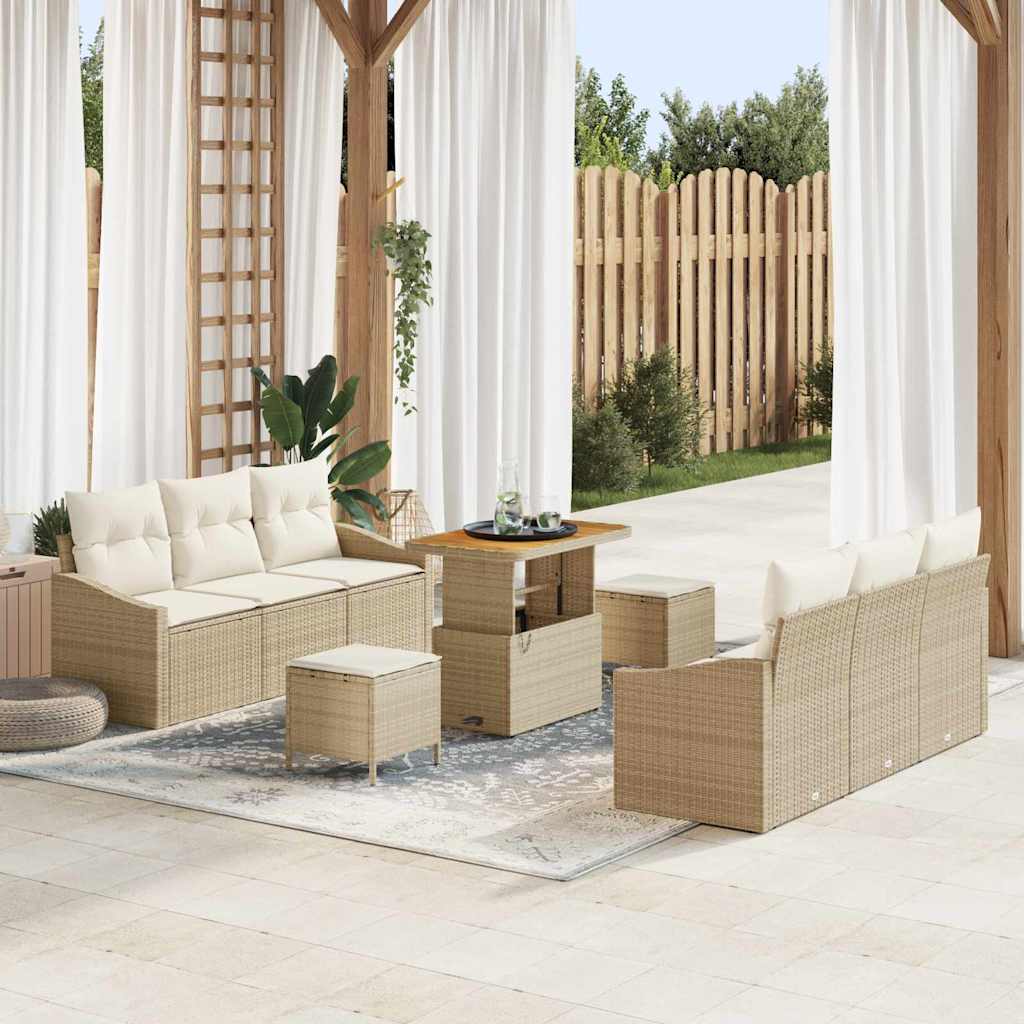 Set Divano da Giardino 9 pcs Beige e Crema 90 x 55 x 71 cm - homemem39