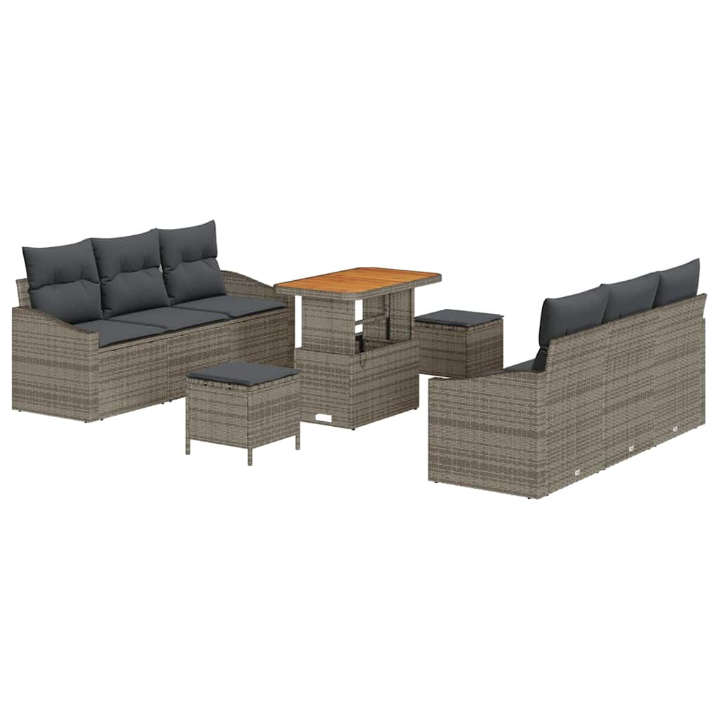 Set Divano da Giardino con cuscino 9 pcs Grigio | homemem39