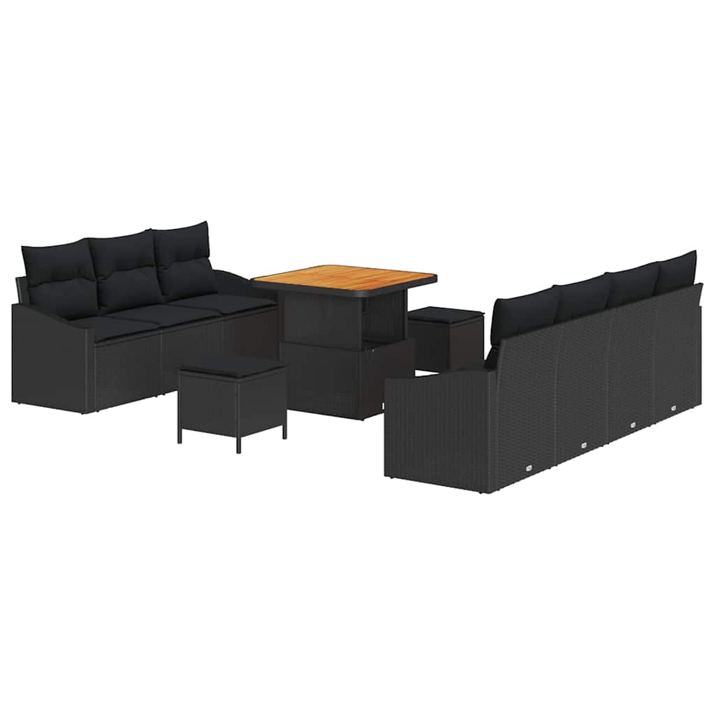 Set Divano da Giardino con cuscino 10 pcs Nero | homemem39