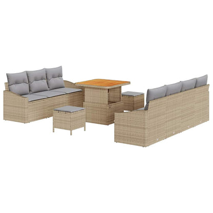Set Divano da Giardino con cuscino 10 pcs Beige e Grigio Chiaro | homemem39