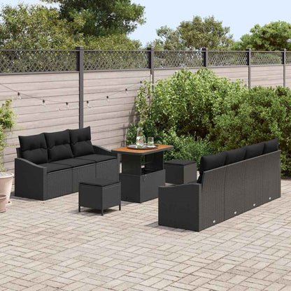 Set Divano da Giardino con cuscino 10 pcs Nero | homemem39