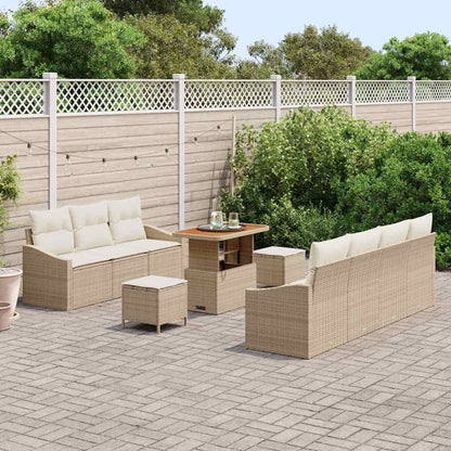 Set Divano da Giardino con cuscino 10 pcs Beige e Crema | homemem39