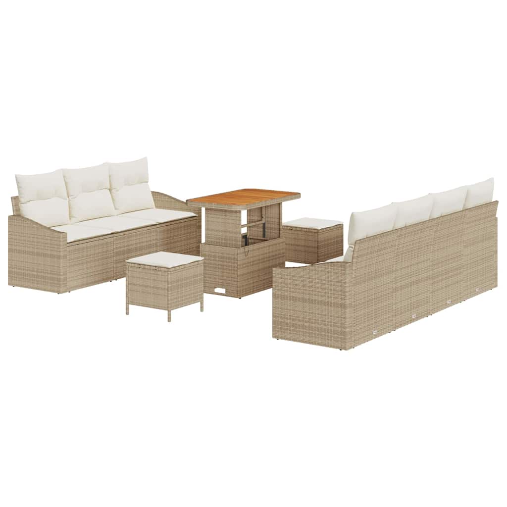 Set Divano da Giardino con cuscino 10 pcs Beige e Crema | homemem39