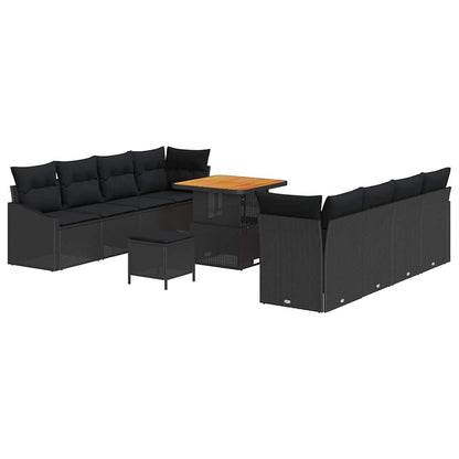 Set Divano da Giardino con cuscino 11 pcs Nero | homemem39