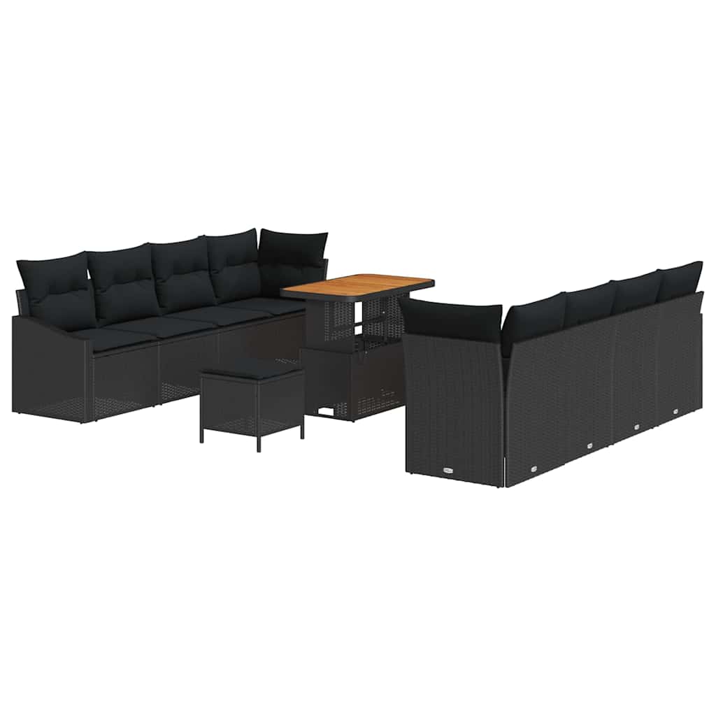 Set Divano da Giardino con cuscino 11 pcs Nero | homemem39