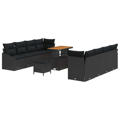 Set Divano da Giardino con cuscino 11 pcs Nero | homemem39